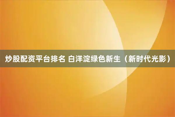 炒股配资平台排名 白洋淀绿色新生(新时代光影)